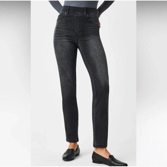 Spanx Ankle Straight Leg Black Wash Jeans 20355R - Picture 1 of 7